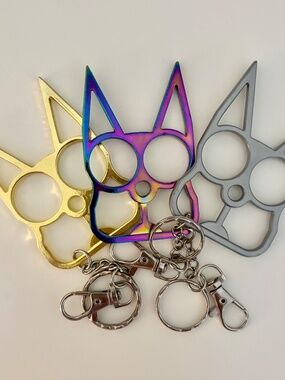 Cat Pointy Ears Metal Knuckle Protection! 3, Self Defense Safety Keychains